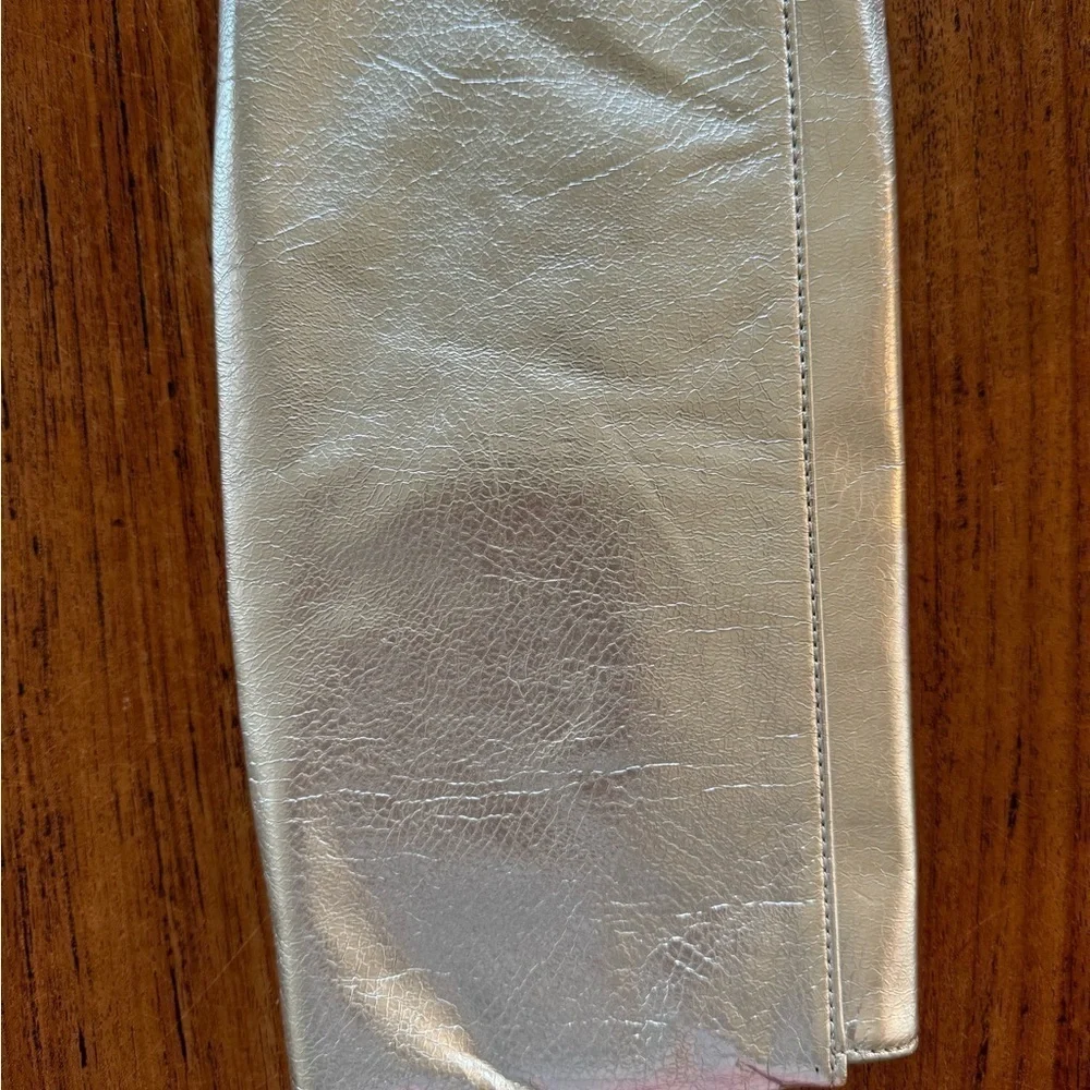 Express Metallic Silver Clutch Snap Close Front / 13